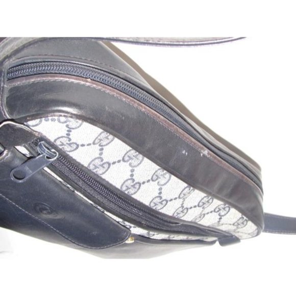 Gucci Vintage Blue Shoulder Bag With Large G Logo Print Coated Canvas - Picture 11 of 12